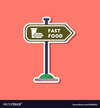 Paper sticker on stylish background fast food sign vector image