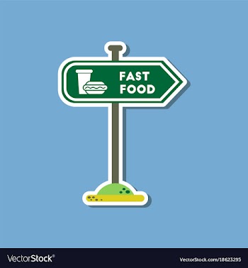 Paper sticker on stylish background fast food sign vector image