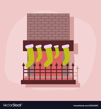 Paper sticker on stylish background fireplace vector image