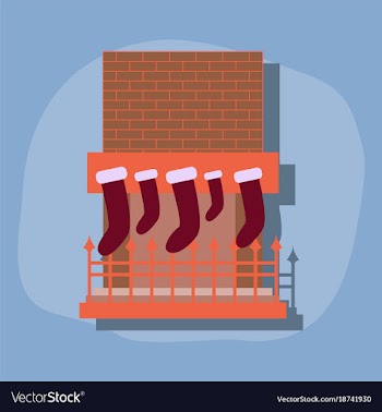 Paper sticker on stylish background fireplace vector image