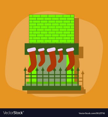 Paper sticker on stylish background fireplace vector image