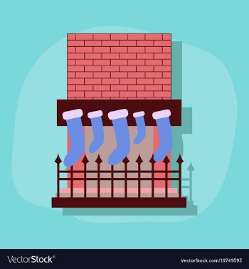 Paper sticker on stylish background fireplace vector image