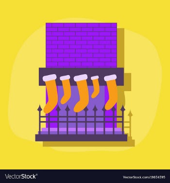 Paper sticker on stylish background fireplace vector image