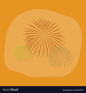 Paper sticker on stylish background firework vector image