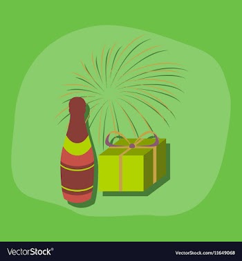 Paper sticker on stylish background fireworks vector image