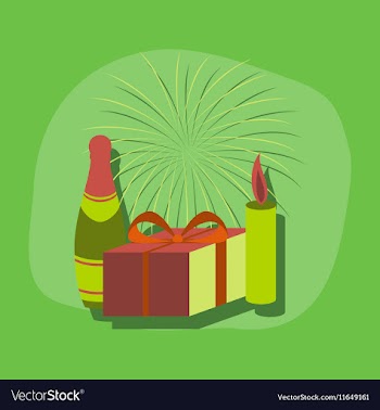 Paper sticker on stylish background fireworks vector image