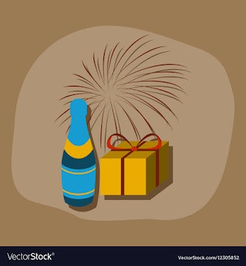 Paper sticker on stylish background fireworks vector image