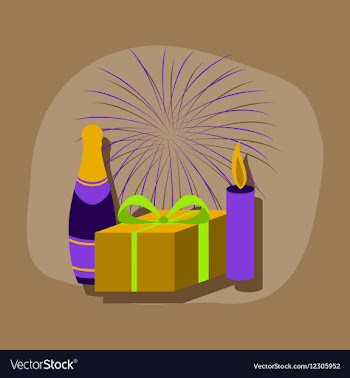 Paper sticker on stylish background fireworks vector image