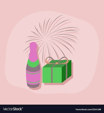 Paper sticker on stylish background fireworks vector image