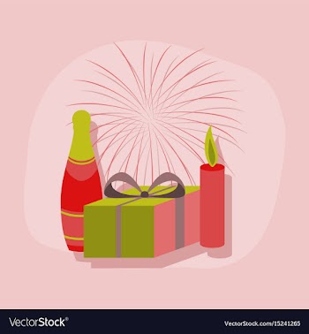 Paper sticker on stylish background fireworks vector image