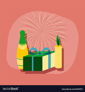Paper sticker on stylish background fireworks vector image