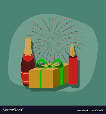 Paper sticker on stylish background fireworks vector image