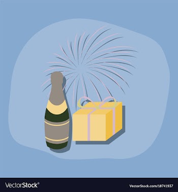 Paper sticker on stylish background fireworks vector image