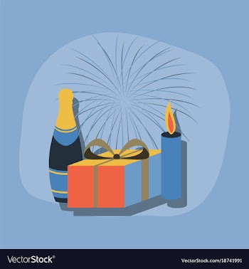 Paper sticker on stylish background fireworks vector image