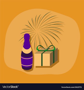 Paper sticker on stylish background fireworks vector image