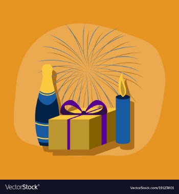 Paper sticker on stylish background fireworks vector image
