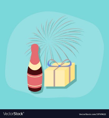 Paper sticker on stylish background fireworks vector image