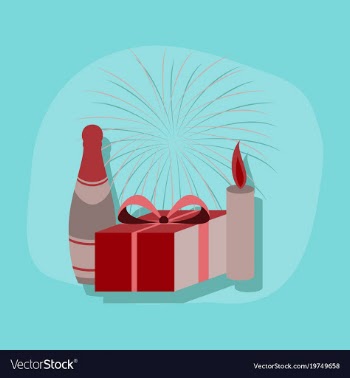 Paper sticker on stylish background fireworks vector image