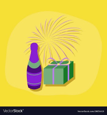 Paper sticker on stylish background fireworks vector image