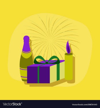Paper sticker on stylish background fireworks vector image