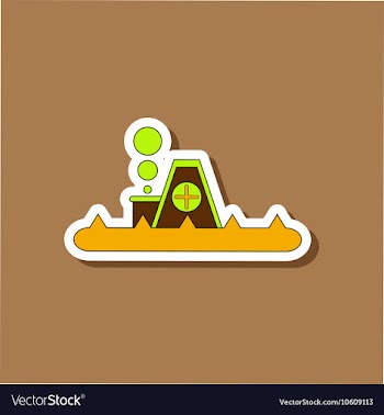 Paper sticker on stylish background flood house vector image