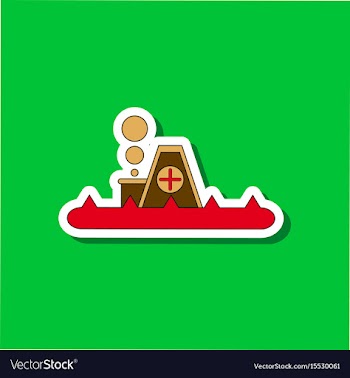 Paper sticker on stylish background flood house vector image