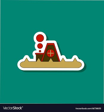 Paper sticker on stylish background flood house vector image