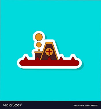 Paper sticker on stylish background flood house vector image