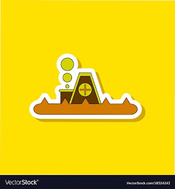 Paper sticker on stylish background flood house vector image