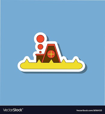 Paper sticker on stylish background flood house vector image