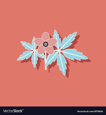 Paper sticker on stylish background flower anemone vector image