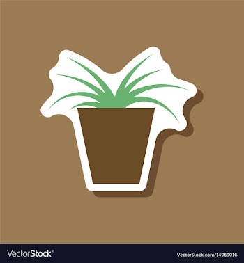 Paper sticker on stylish background flower in pot vector image