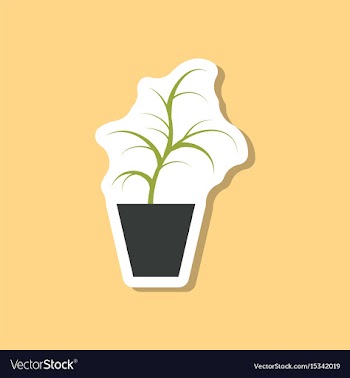Paper sticker on stylish background flower in pot vector image