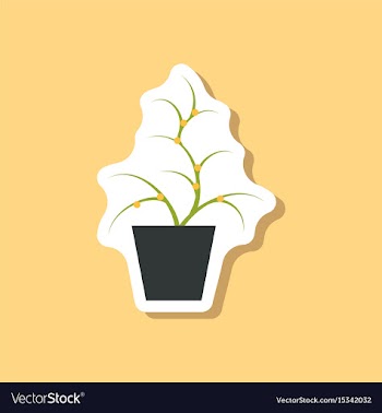 Paper sticker on stylish background flower in pot vector image