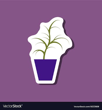 Paper sticker on stylish background flower in pot vector image