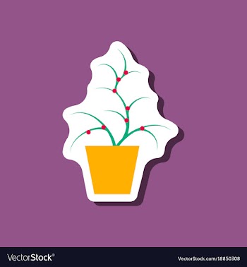 Paper sticker on stylish background flower in pot vector image