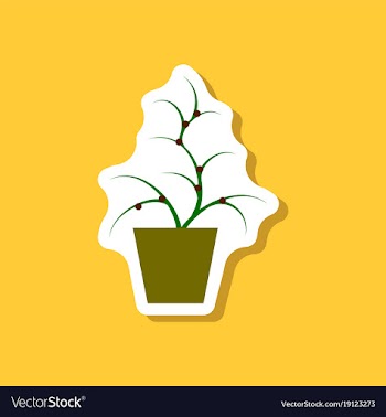 Paper sticker on stylish background flower in pot vector image