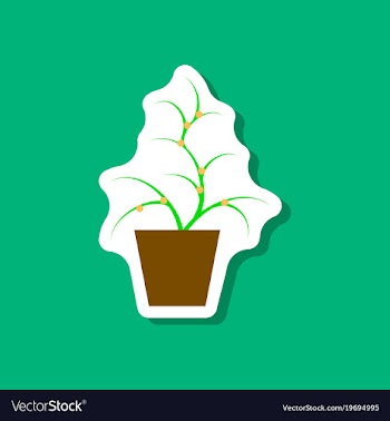 Paper sticker on stylish background flower in pot vector image