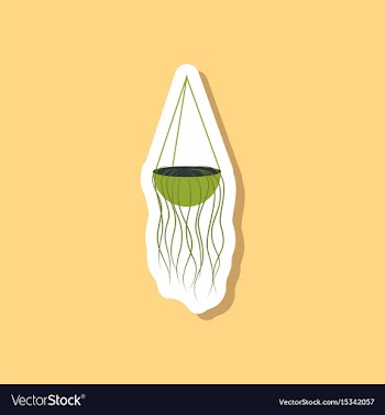 Paper sticker on stylish background flower pot vector image