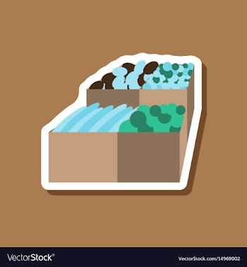 Paper sticker on stylish background food boxes vector image