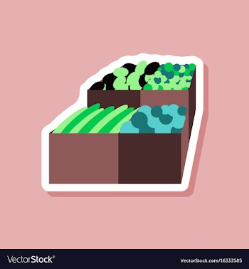 Paper sticker on stylish background food boxes vector image