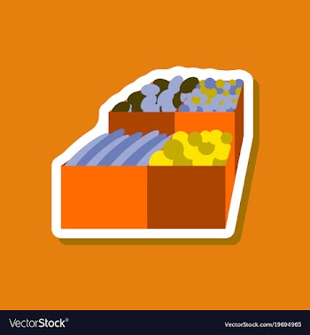 Paper sticker on stylish background food boxes vector image