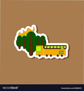 Paper sticker on stylish background Forest fire vector image