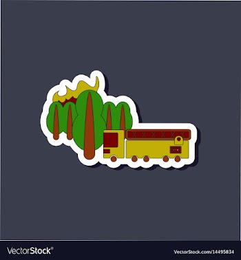 Paper sticker on stylish background forest fire vector image