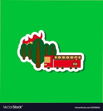 Paper sticker on stylish background forest fire vector image