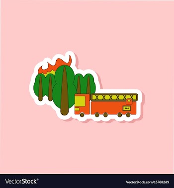 Paper sticker on stylish background forest fire vector image