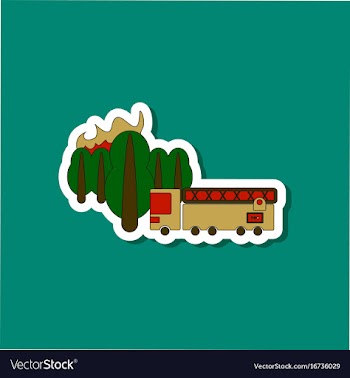 Paper sticker on stylish background forest fire vector image