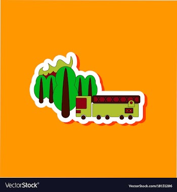 Paper sticker on stylish background forest fire vector image
