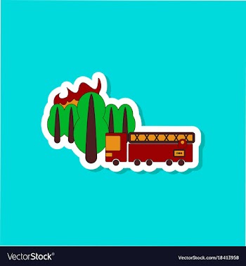Paper sticker on stylish background forest fire vector image
