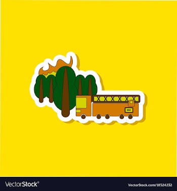 Paper sticker on stylish background forest fire vector image